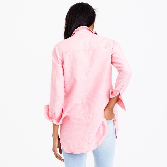 J.CREW Long cotton-linen boy shirt in crosshatch - Picture 4 of 6